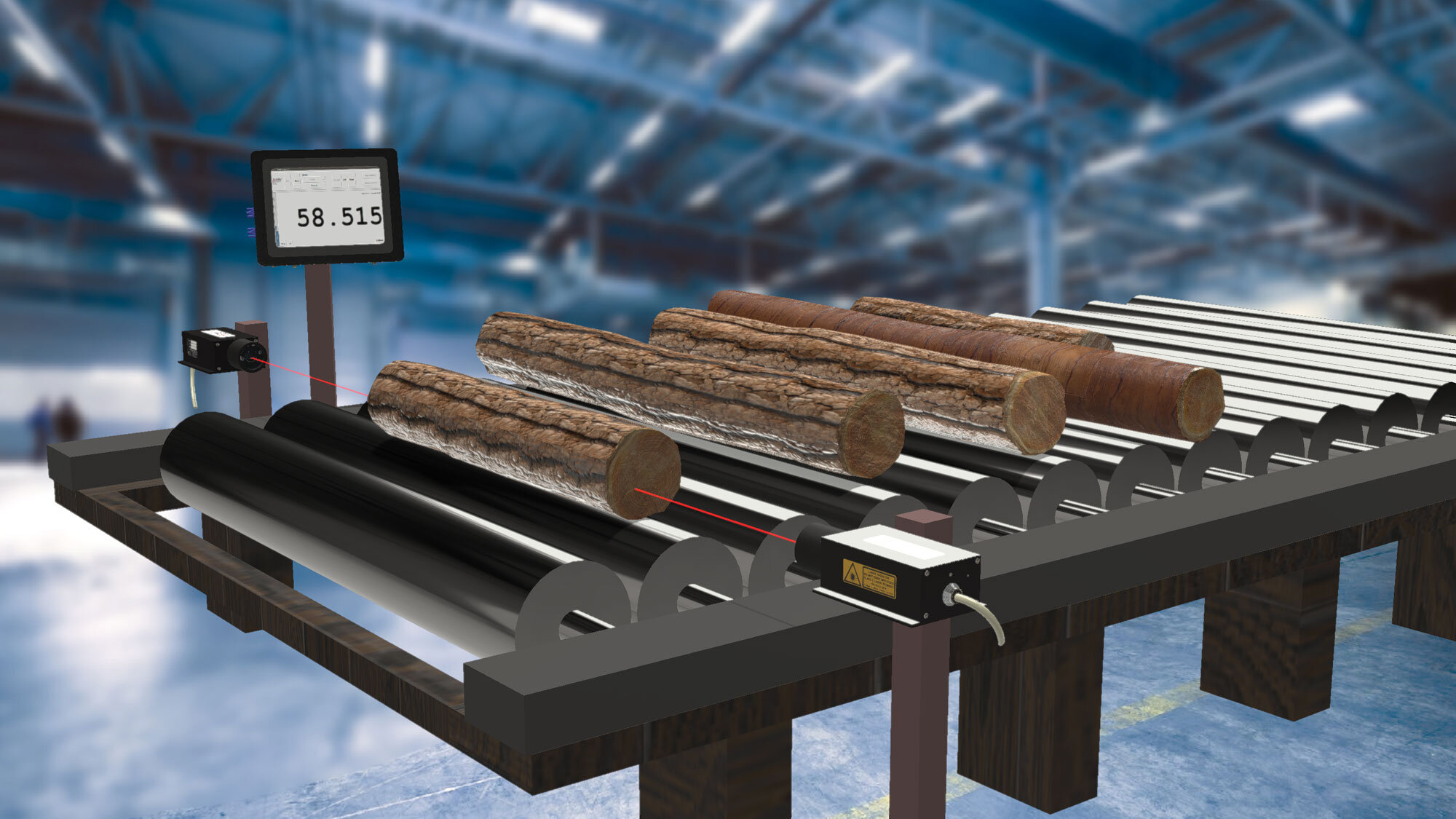Log length measurement with laser sensors