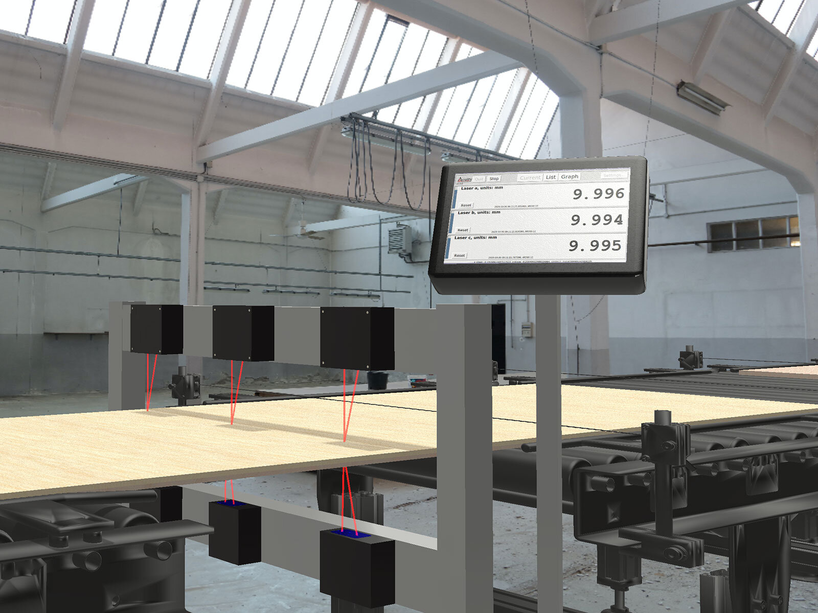 Plywood Thickness Measurement with laser sensors