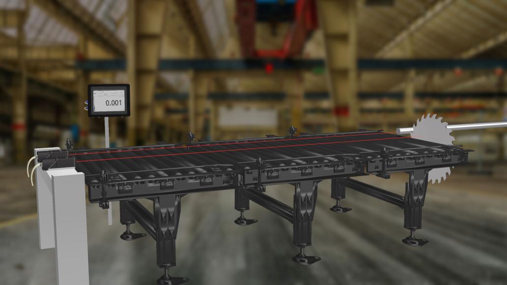 An example of our AS2100 performing cut-to-length measurement on a steel bar, image 01 of 04