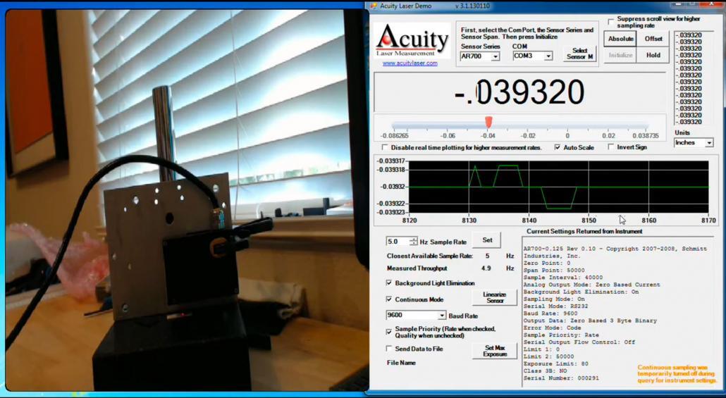 Uncured rubber thickness measurement with laser displacement sensor