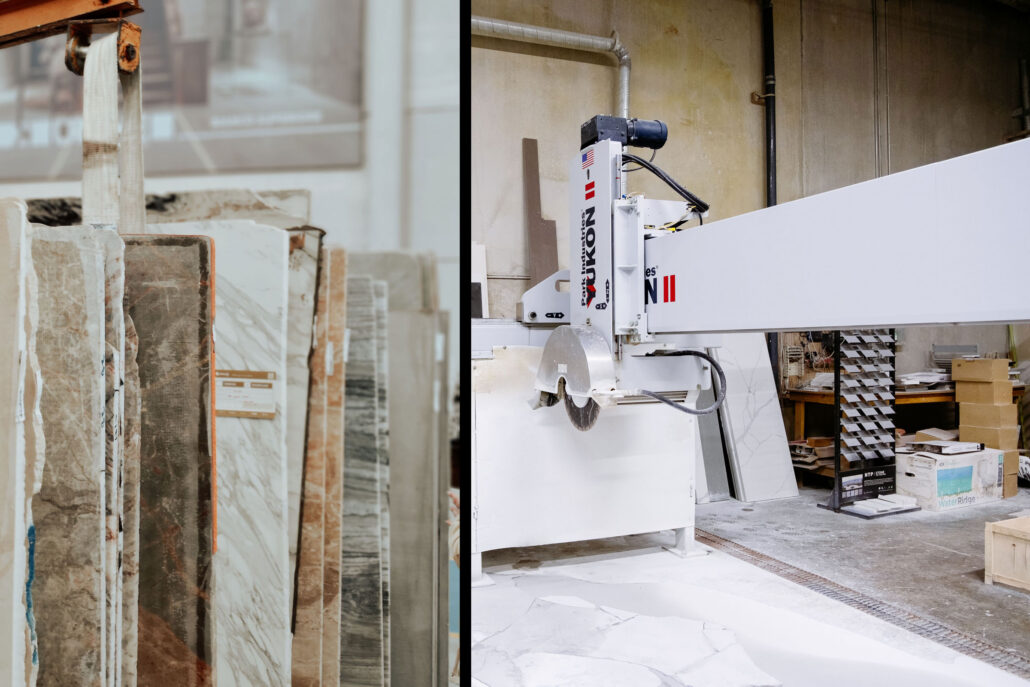 Wet Saw Cut-to-Length of Stone Slabs